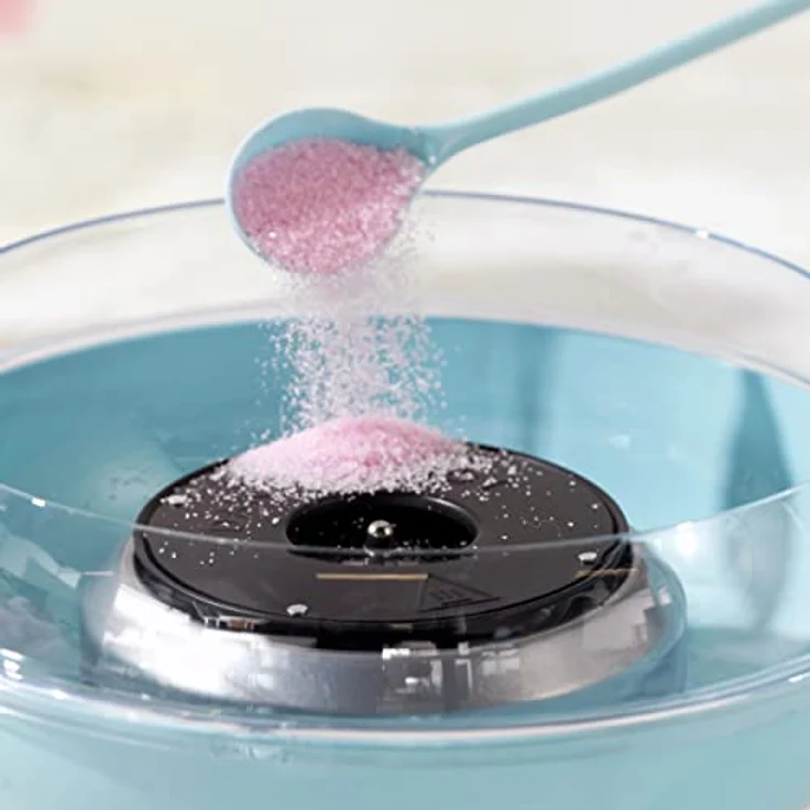 Petra PT2641BLVDEEU7 Zuckerwattemaschine für Zuhause - Elektrische Retro Zuckerwatte-Maschine fur Kindergeburtstag, Enthält 50 x Zuckerwatte Stäbchen & Messlöffel, 400W, BPA-frei, Tragbare, Blau – Bild 5