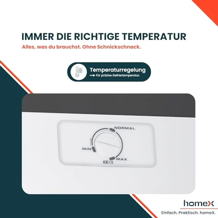 homeX FS1681E-S Gefrierschrank, 168L Nutzinhalt, 4-Sterne Gefrierleistung, freistehend, leise, silber – Bild 6