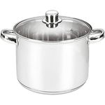 Michelino Edelstahl Kochtopf mit 3-schichtigem Alu-Thermoboden, Silber (8 Liter)