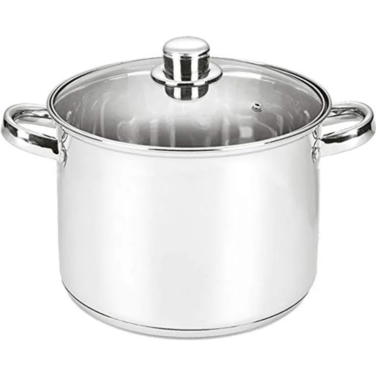 Michelino Edelstahl Kochtopf mit 3-schichtigem Alu-Thermoboden, Silber (8 Liter)