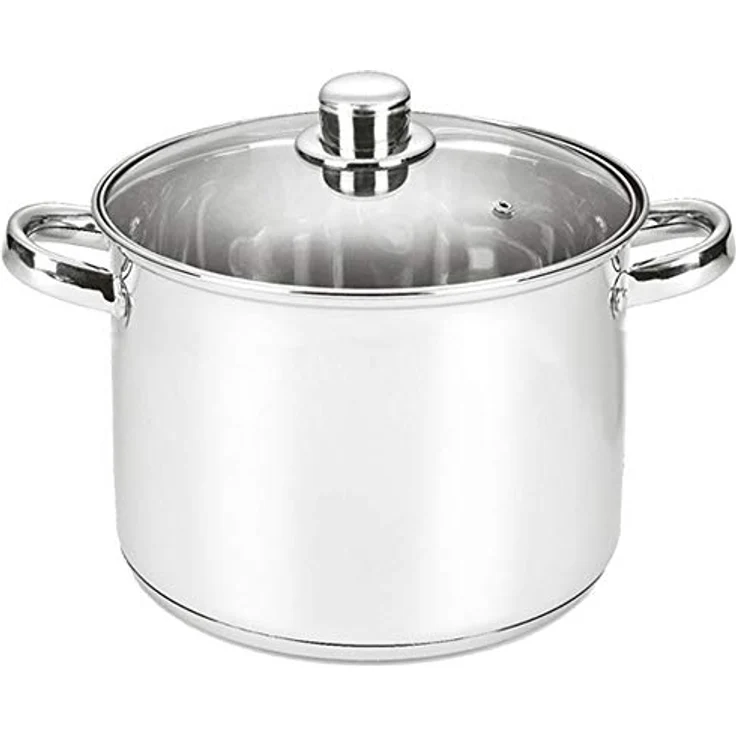 Michelino Edelstahl Kochtopf mit 3-schichtigem Alu-Thermoboden, Silber (8 Liter) – Bild 1