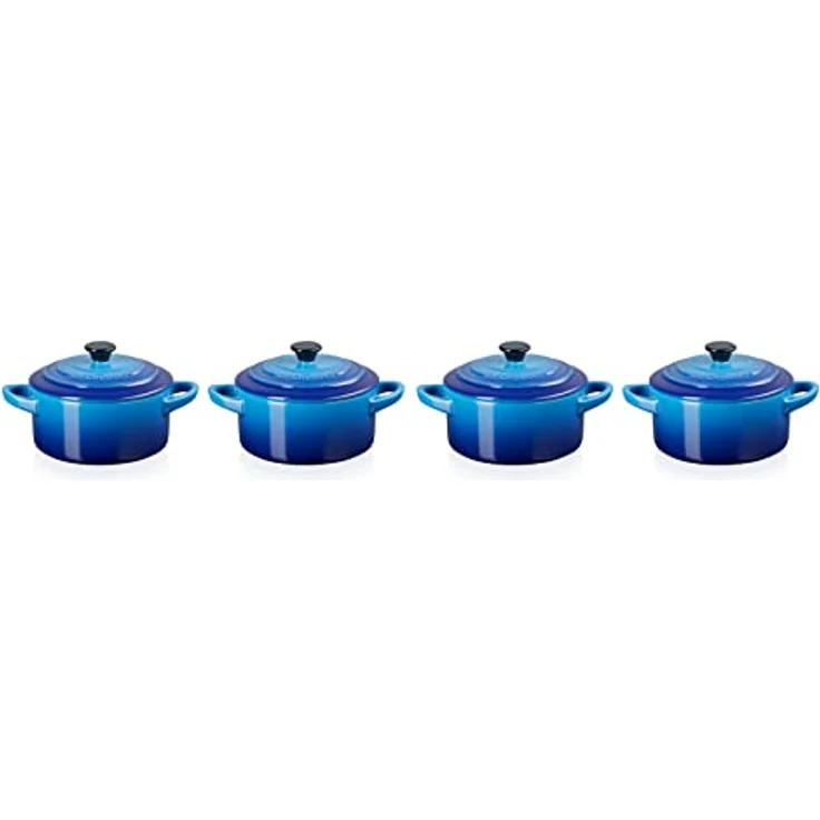 Le Creuset 4er-Set Mini Cocottes aus Steinzeug, je 200 ml, 10 x 5 cm, Azure, 79212102200100 – Bild 2