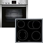 Neff Set EDX442 bestehend aus E1ECD0AN0 Einbauherd mit CircoTherm, 60 x 60 cm, Edelstahl, N 30 und M13R42N2 herdgesteuertes Elektrokochfeld, 60 cm, Schwarz, mit Rahmen aufliegend, N 50