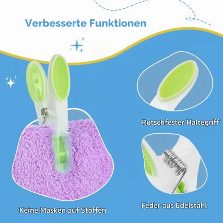 AiQInu 40 Stück Wäscheklammern mit Korb, Plastik Handtuchklammern mit rutschfestem Silikon, Mehrfarbig, hinterlassen keine Abdrücke für Wäsche, T-Shirts, Unterwäsche und Socken – Bild 4
