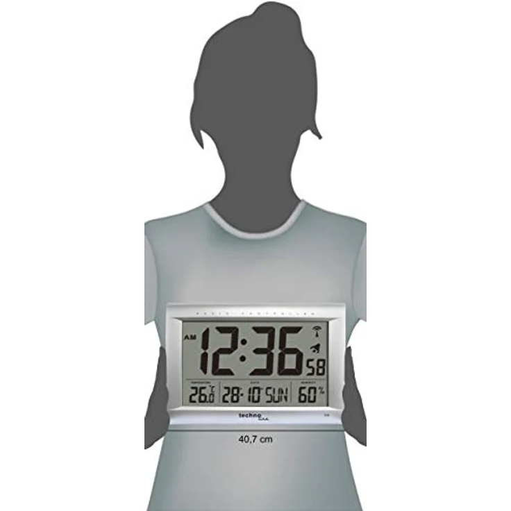 Technoline, WS 8009 Funk-Wanduhr, silber, 40,7 x 4,3 x 27cm – Bild 3