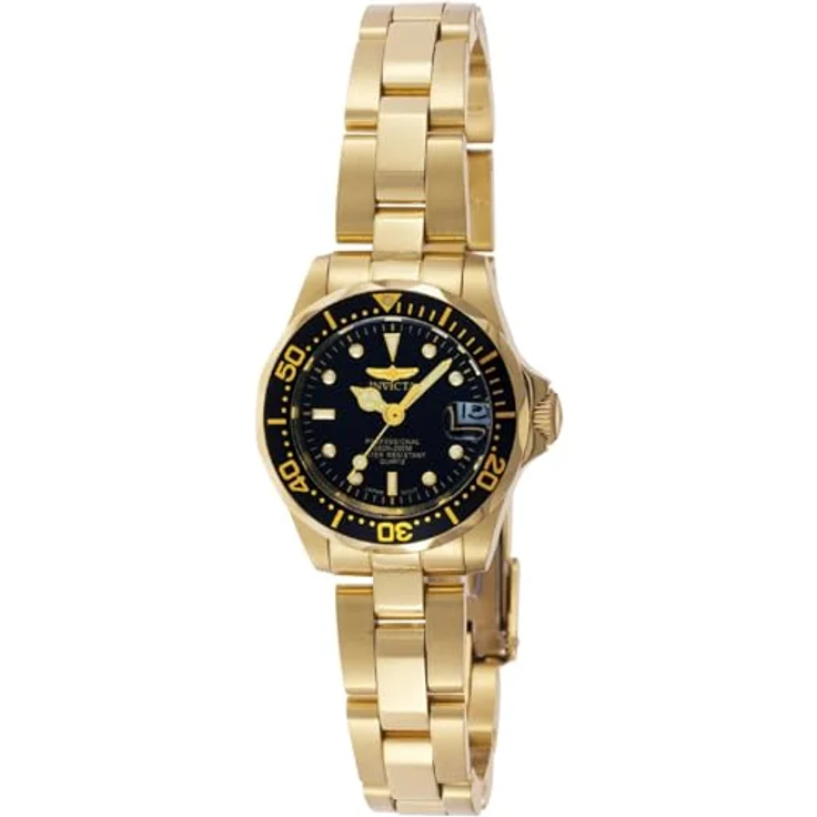 Invicta Pro Diver Damen Armbanduhr, 24mm Edelstahlgehäuse mit schwarzem Zifferblatt, Quarzuhrwerk, 10 bar wasserdicht – Bild 1