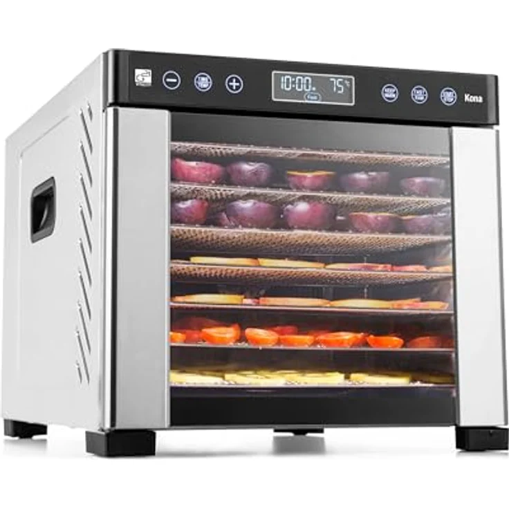 G21 Kona, Dörrautomat aus Edelstahl mit 7 Tabletts und 600 W Leistung, Silber – Bild 1