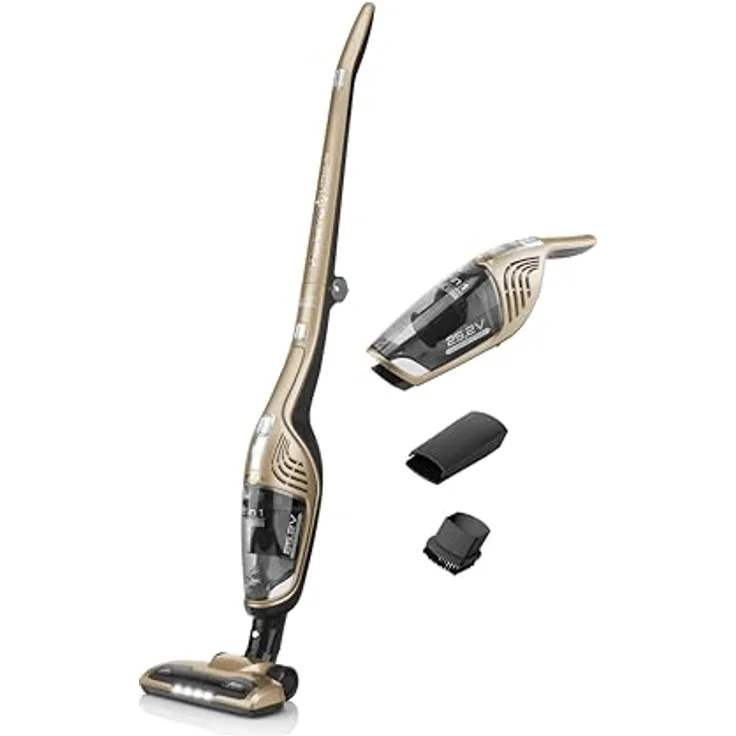 ETA Hand- und Akkustaubsauger Moneto I 2in1 I Li-Ion Akku 25.2V I HEPA Filter I Rotierende Elektrobürste I 0.55l I Gold/Schwarz