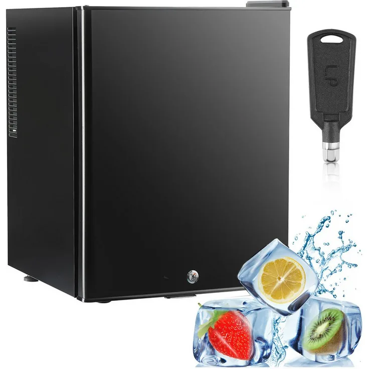 oyajia Getränkekühlschrank 30 Liter, kompakter Mini Kühlschrank mit verstellbarem Metallregal und internem LED-Licht, Schwarz