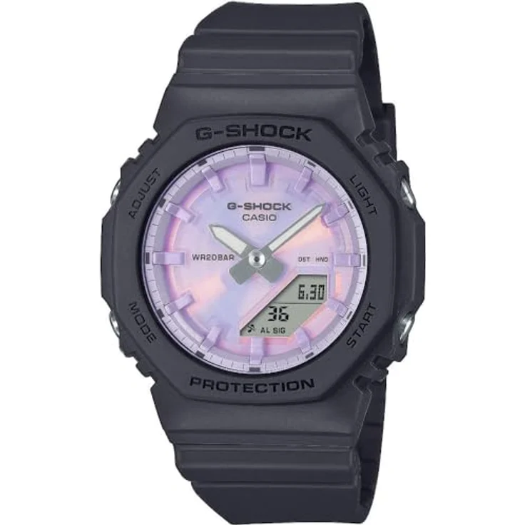 Casio G-Shock Damenuhr Ana-Digi Schwarz GMA-P2100PC-1AER, Kunststoffarmband mit Alarm, Stoppuhr und mehrfarbigem Zifferblatt – Bild 1