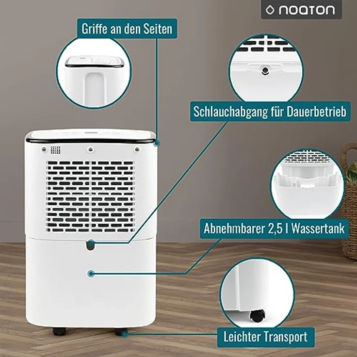 Noaton Luftentfeuchter DF 4112, max 13L/24h, 65 m³ Raumgröße, Feuchtigkeitssensor - Gegen Feuchtigkeit, Schimmel – Bild 3