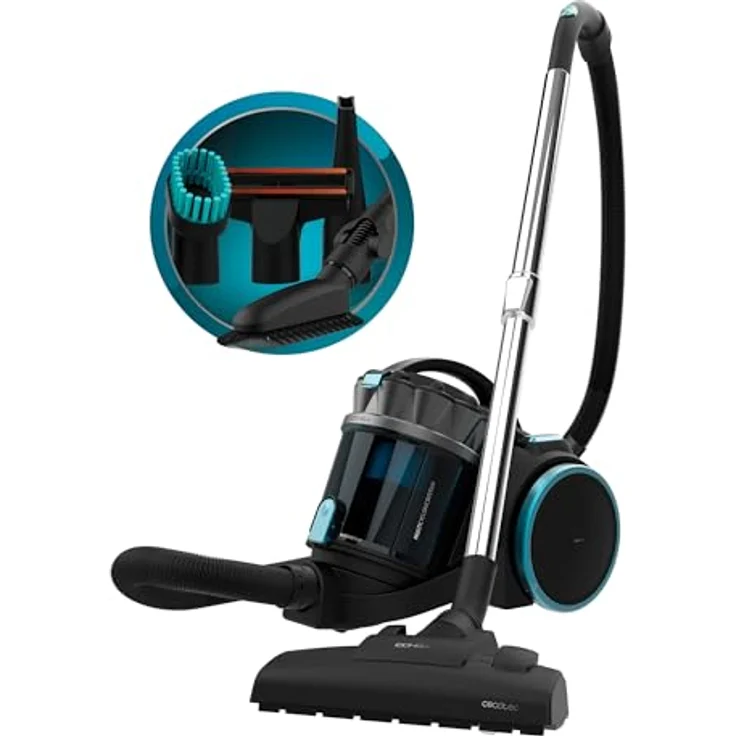 Cecotec CONGA ROCKSTAR MULTICYCLONIC XL ANIMAL PLUS, beutelloser Multizyklon-Staubsauger mit 800W, Schwarz/Blau, für Tierhaare, 4L Staubbehälter, inkl. Mopp-Zubehör – Bild 2