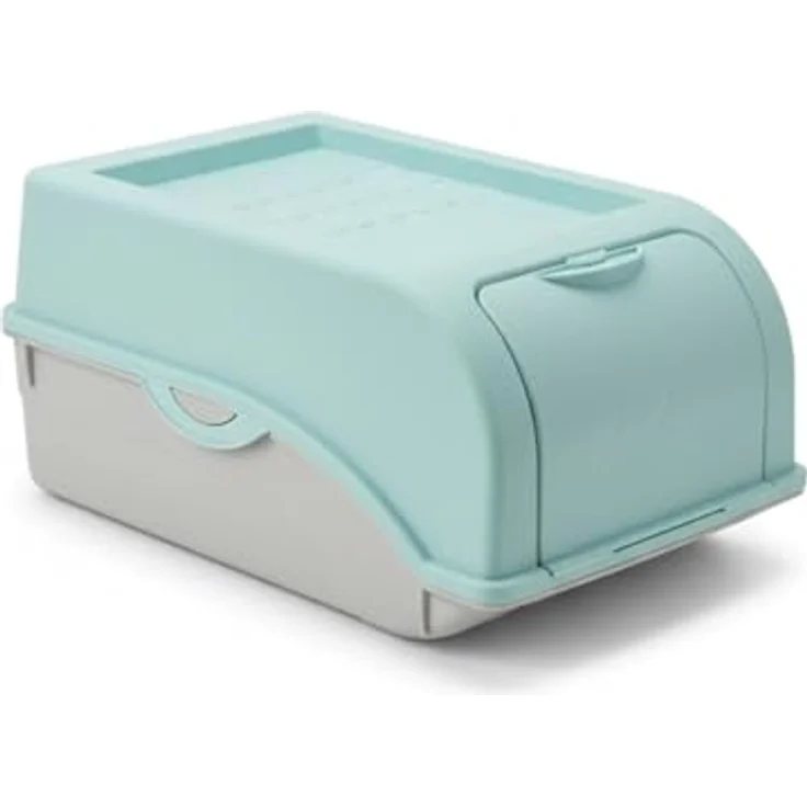 HAC24 2er Set Gemüsebox 3,5L mit Deckel, lichtgeschützt und belüftet für Kartoffel, Zwiebel und Knoblauch, Weiß/Grau und Türkis/Grau – Bild 2
