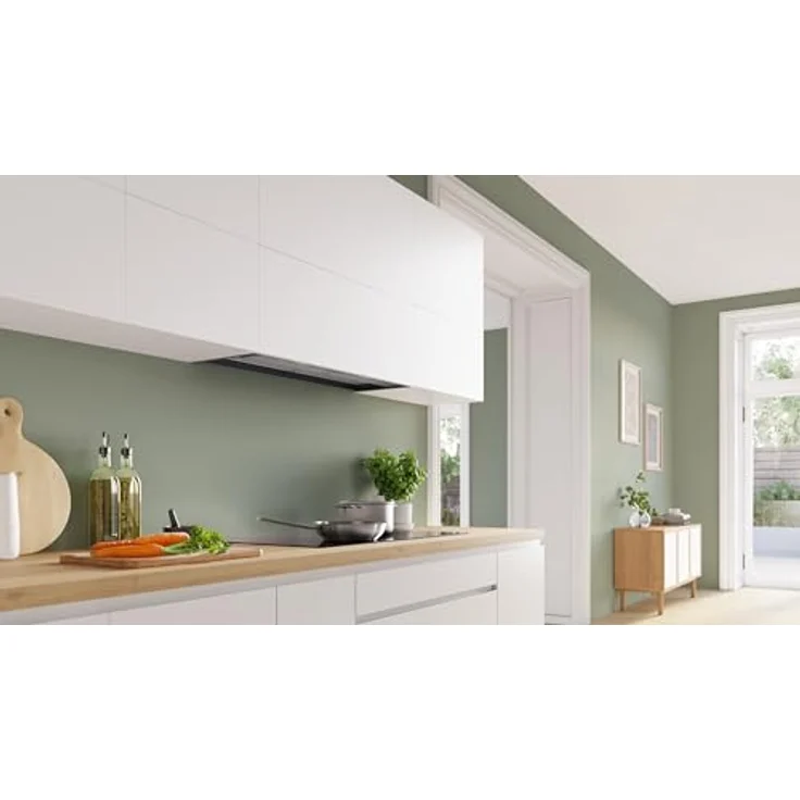 Bosch DBB95CC60, Serie 4, Integrierte Designhaube 90 cm, Klarglas, Mattschwarz, 3 Leistungsstufen, Abluft- und Umluftbetrieb – Bild 3