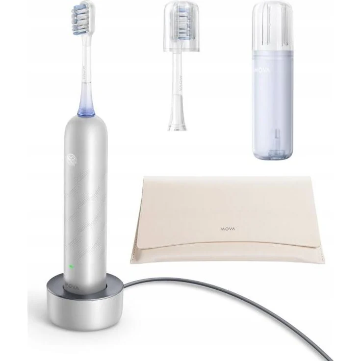 Mova Fresh Pro, Elektrische Zahnbürste mit oszillierender Technologie, Silber, Bluetooth und Andruckkontrolle, 30 Tage Akkulaufzeit