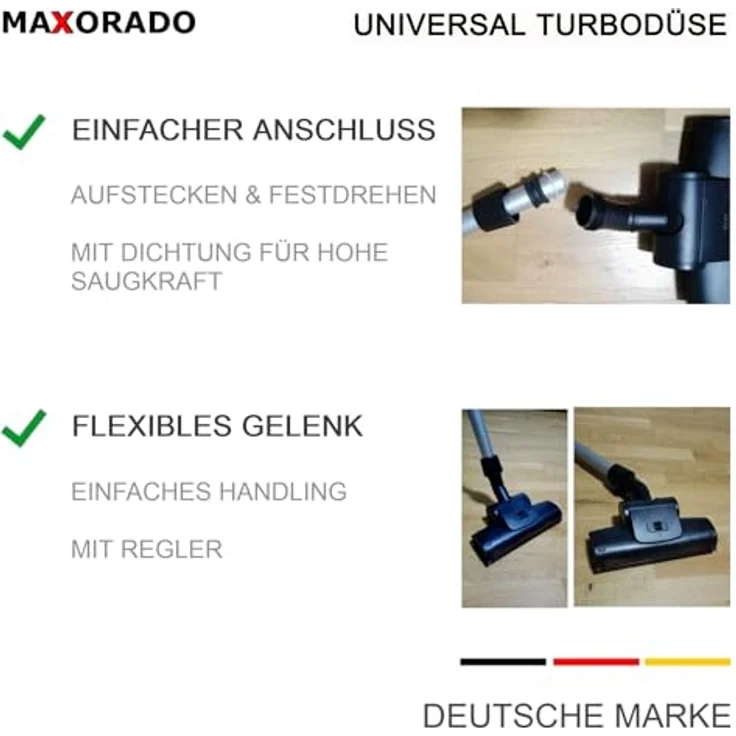 Maxorado Turbodüse Universal, kompatibel mit Bosch, Siemens, Kärcher, drehende Turbowalze, 2 Räder, 285mm Breite, für 30-37mm Rundrohre – Bild 6