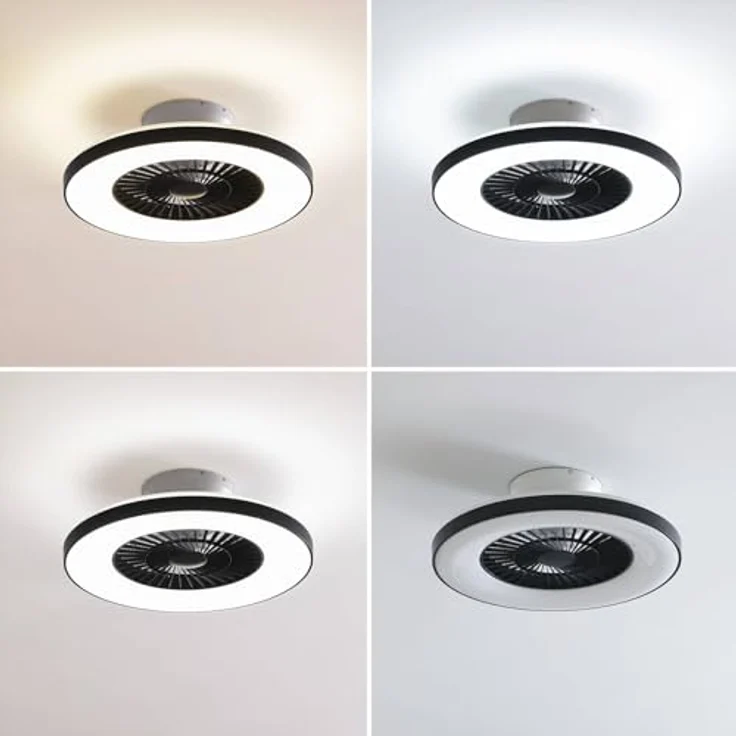 Lindby Paavo, Deckenventilator mit dimmbarem LED-Licht, Fernbedienung und Tuya App, schwarz-weiß, Ø60 cm, 39W, 3900lm – Bild 9