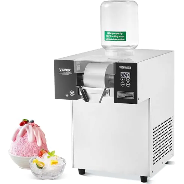 VEVOR Kommerzielle Schneeflocken-Eismaschine Schneeeisbereiter, 180kg/Tag, Edelstahl-Eisrasierer mit Touch-Screen