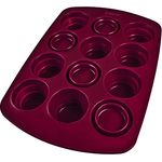 coox MUFFINFORM in Dunkelrot, Platzsparendes Muffinblech mit faltbaren Förmchen, Silikon BPA-frei, für 12 Muffins geeignet