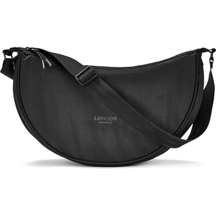 LARKSON Solveig Medium Crossbody Bag, wasserabweisende Umhängetasche im Halbmond Design für Damen und Herren, schwarz – Bild 1