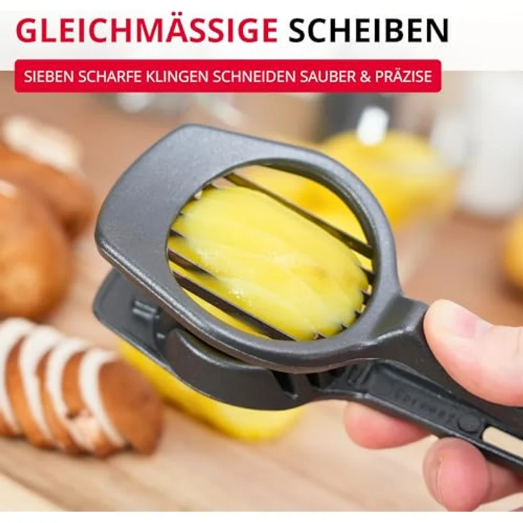 WESTMARK Gemüseschneider Champion Black Edition, ergonomischer Vielzweckschneider mit extra-scharfen Edelstahl-Drähten für gleichmäßige Scheiben, anthrazit – Bild 4