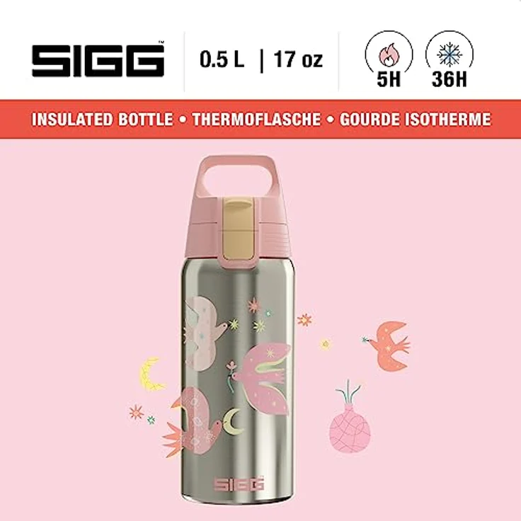 SIGG - Isolierte Trinkflasche Kinder - Shield Therm Kids - Für kohlensäurehaltige Getränke geeignet - Auslaufsicher - Spülmaschinenfest - BPA-frei - 90% recycelter Edelstahl - 0,5L – Bild 2