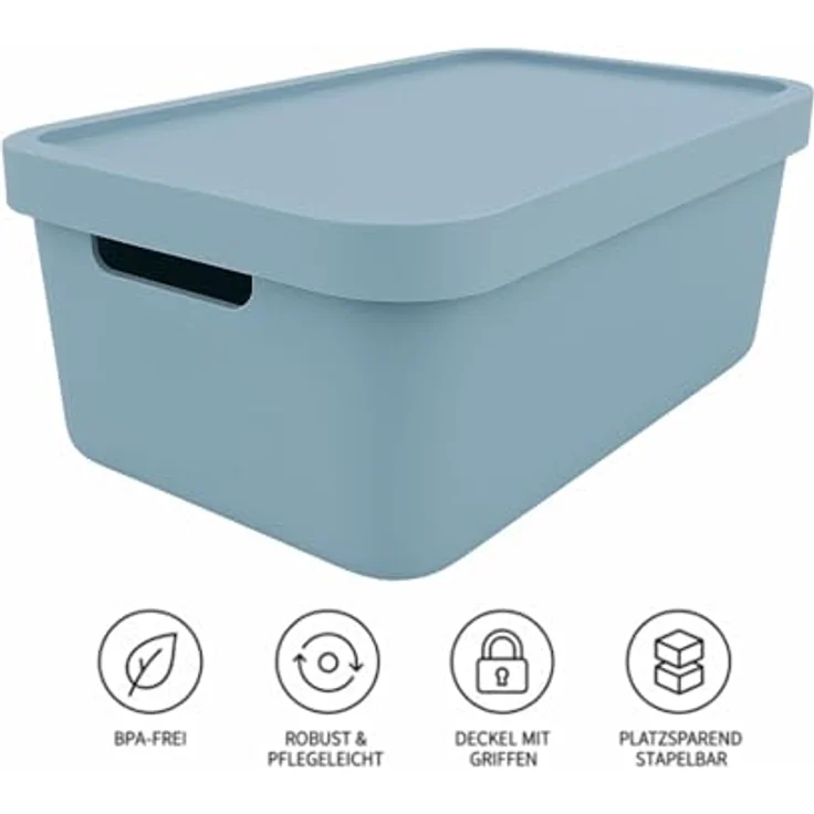 Plastard Aufbewahrungsboxen mit Deckel, 7,5 L, 4er-Set, Blau, BPA-frei, stapelbar, robuste Kunststoffbox für Küche, Bad, Büro und Kinderzimmer – Bild 3
