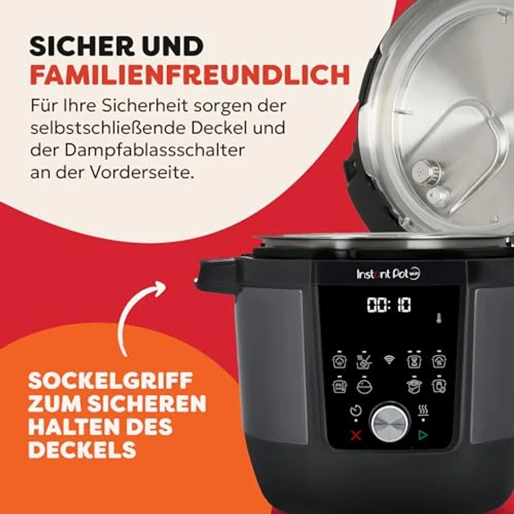 Instant Pot Plus 9-in-1-Multikocher 5,7 l – Gebürsteter Edelstahl, Schnellkochtopf, Schongarer, Reiskocher, Dampfgarer, Joghurtbereiter, Vakuumgarer, Sterilisator, energieeffizient – Bild 4