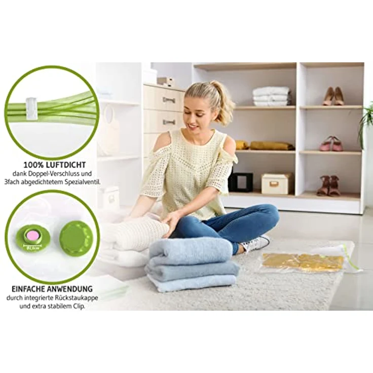 NORDIC® Vakuumbeutel für Kleidung, 6x Größe S 60x40cm, BPA-frei, wiederverwendbar, reißfest, inkl. Etiketten zur Beschriftung – Bild 4