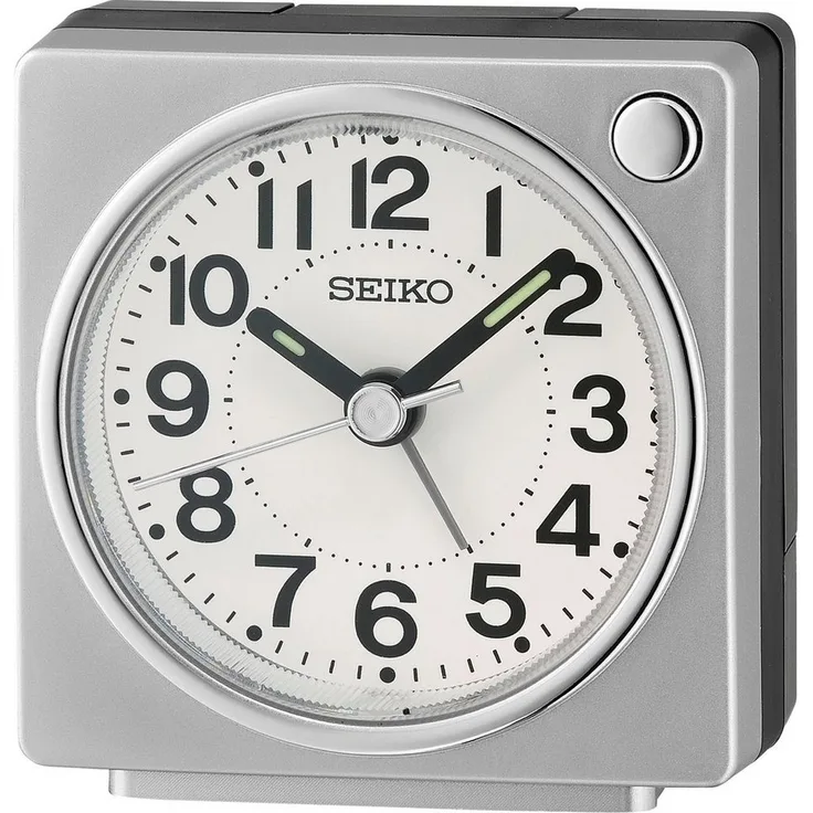 Seiko Quarzwecker QHE196S, Reisewecker mit Piepalarm, durchlaufender Sekunde, silberfarben