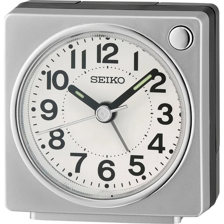 Seiko Quarzwecker QHE196S, Reisewecker mit Piepalarm, durchlaufender Sekunde, silberfarben