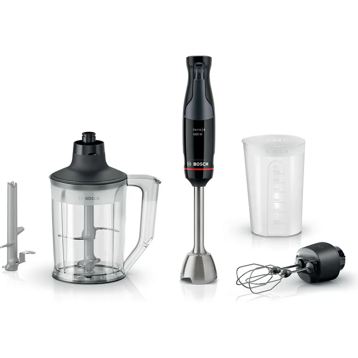 Bosch Hausgeräte ErgoMaster Hand Blender, 1000 W, Stabmixer mit QuattroBlade-System, schwarz/anthrazit