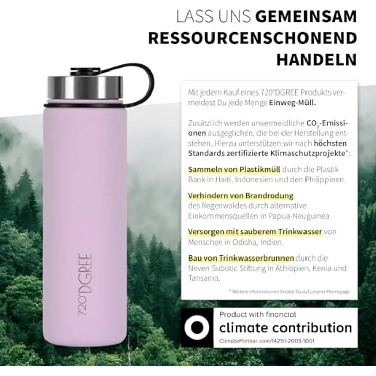 720°DGREE Edelstahl Trinkflasche 710ml “noLimit”, Auslaufsicher, BPA-Frei, Kohlensäure geeignet, Thermosflasche mit Schraubverschluss und Gratis Sportdeckel für Kinder und Fitness – Bild 4