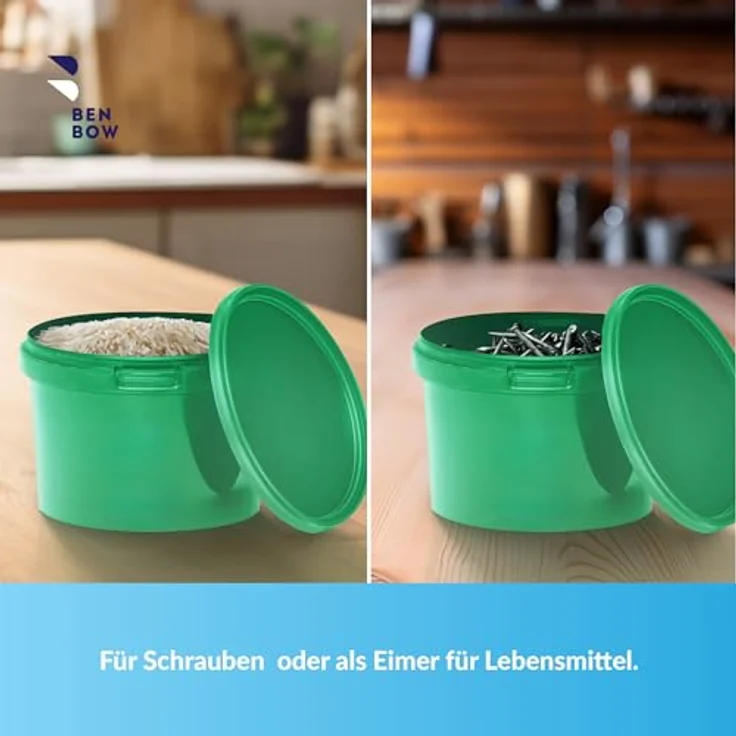 BenBow Eimer mit Deckel 0,5l grün - lebensmittelecht, stabil, luftdicht – Bild 4