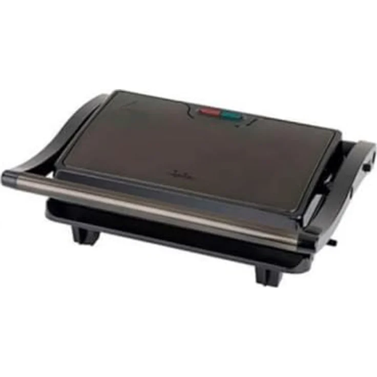 Jata JEGR1106 Elektrischer Grill, 750 W, glatte Antihaft-Platten 22,5 x 14,6 cm, Kippdeckel oben, Öffnung 180°, schwarz – Bild 1