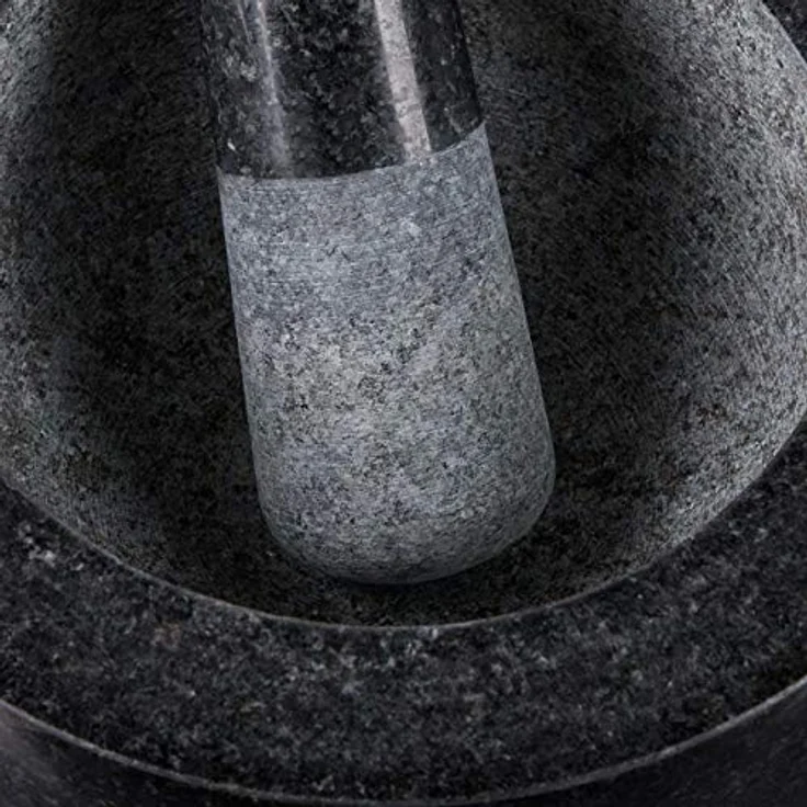 Relaxdays Mörser Granit Schwarz Höhe 12 cm rund – Bild 7