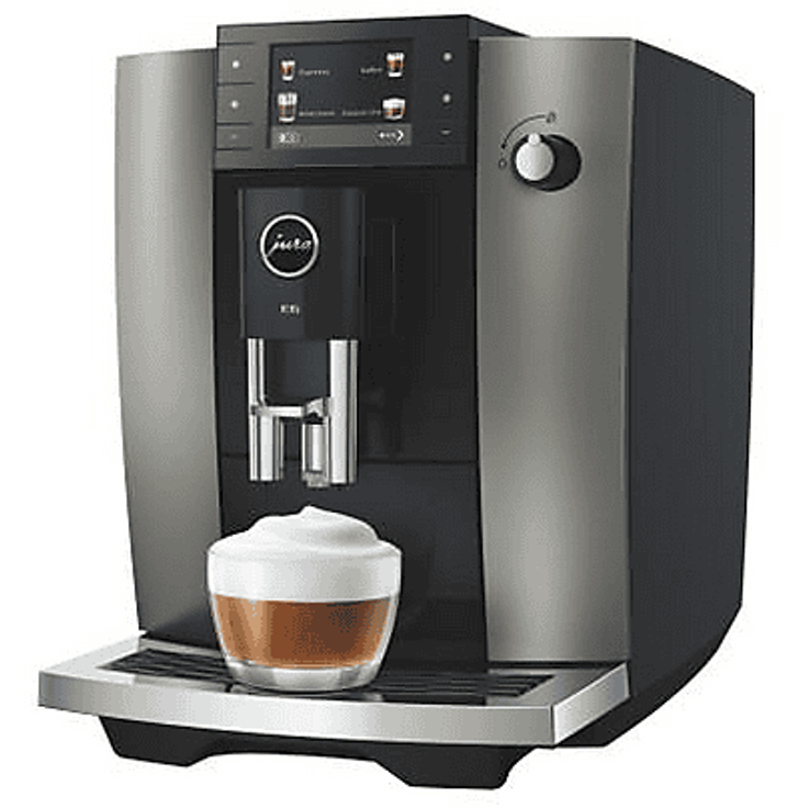 JURA E6 Dark Inox (ED) Kaffeevollautomat, mit Professional Aroma Grinder und Easy-Cappuccino-Funktion, 2.8“ Farbdisplay