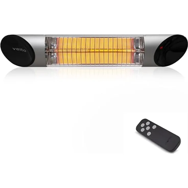 Veito Blade Mini Design Infrarot Heizstrahler 1200 Watt Elektrisch, IP55, Babystrahler, Fernbedienung