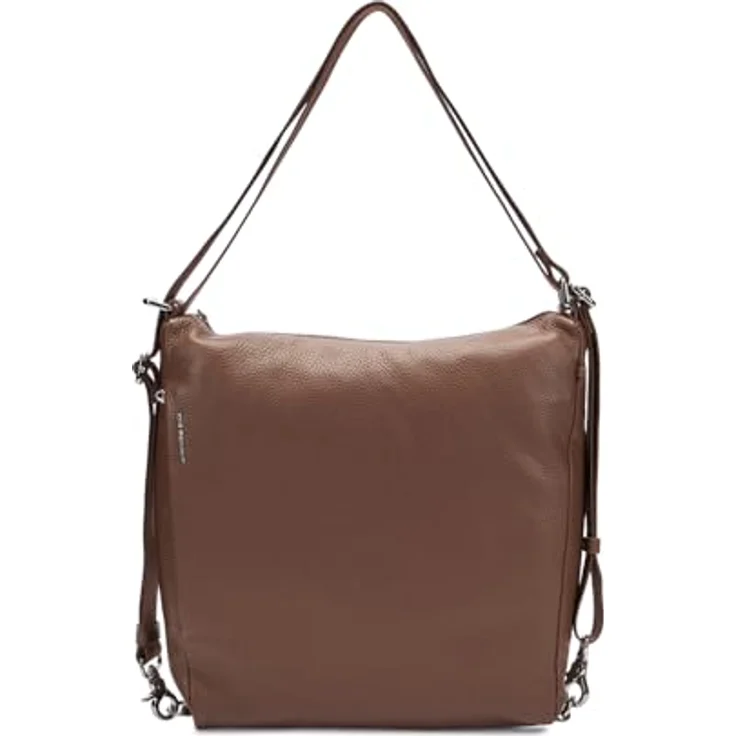 Mandarina Duck Mellow Leather Shoulderbag, Damen Umhängetasche aus hochwertigem Rindsleder, braun, mit Rucksackfunktion und verstellbaren Schultergurten – Bild 1