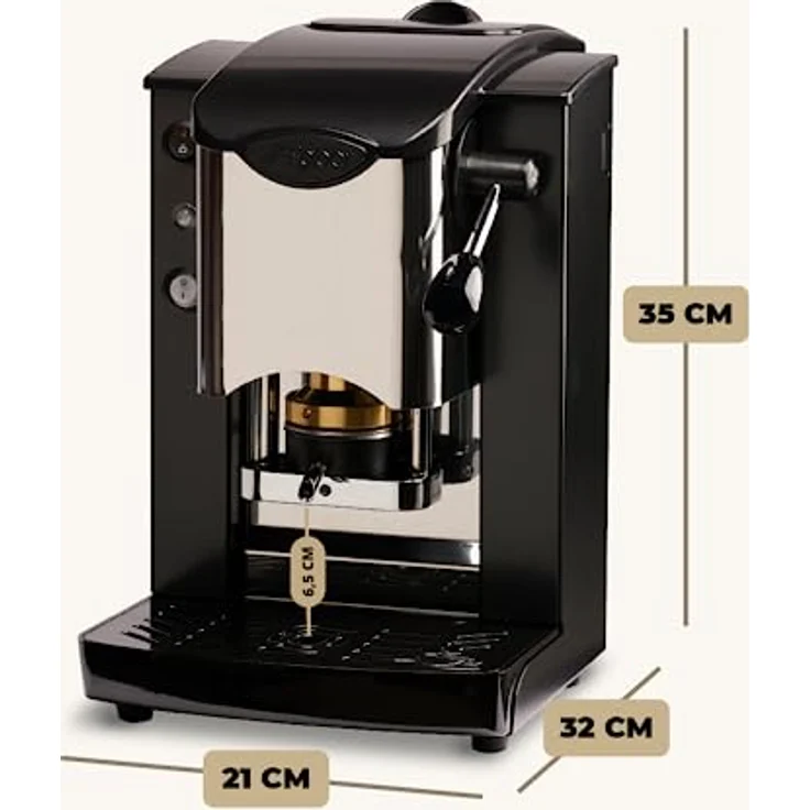 Faber Sinernbasott, Kaffeevollautomat in Schwarz und Silber, halbautomatische Zubereitung mit Kaffeepads, 15 bar Druck, 1,3 Liter Wassertank – Bild 4
