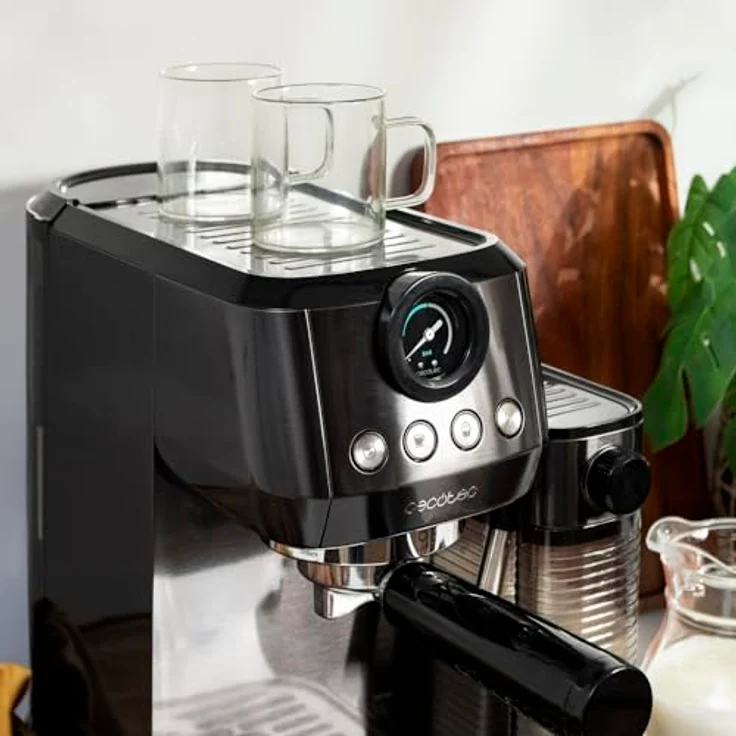 Cecotec Halbautomatische Espressomaschine Power Espresso 20 Steel Pro Latte, 1350 W, ForceAroma-Technologie, Full-Milk-Tank, Instant Cappuccino, Tassenwärmer, Doppelter, Edelstahl – Bild 3