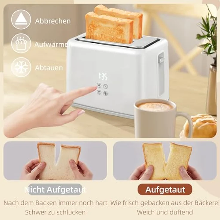 HOMCOM Toaster Wasserkocher Set, 1,5L Wasserkocher mit 2200W und 7 Temperatureinstellungen, Toaster für 2 Scheiben mit 7 Bräunungsstufen, Weiß – Bild 5