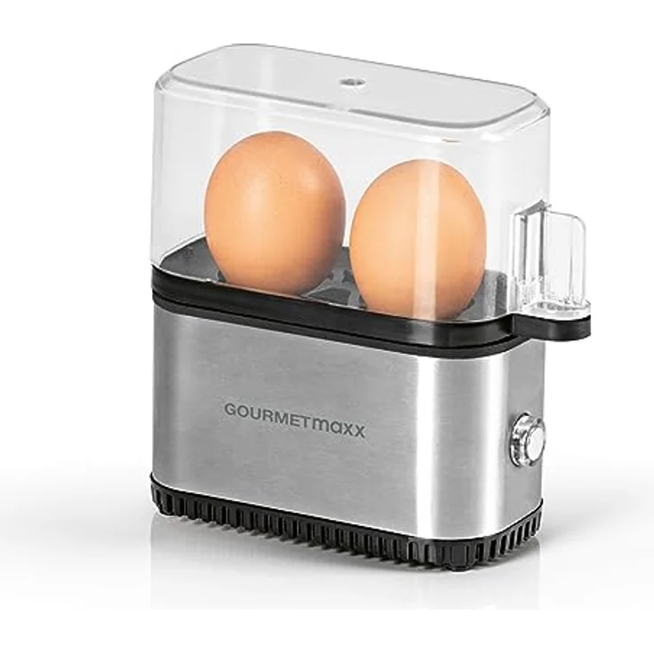 GOURMETmaxx Eierkocher für 2 Eier | Elektrischer Egg Cooker mit Messbecher & Ei-Pick | Kompaktes Design [Edelstahl] – Bild 1