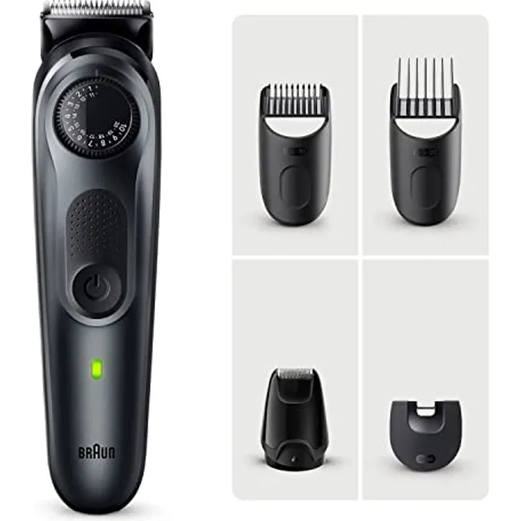 Braun Barttrimmer BT5420, Trimmer/Haarschneider Herren, Haarschneidemaschine mit ultrascharfer Klinge, 40 Längeneinstellungen, Tasche, 100 Min. kabellose Laufzeit, wasserdicht, Geschenk Mann