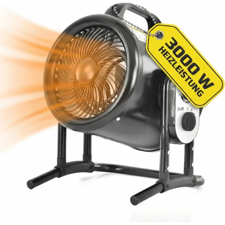 HECHT 3422 Heizlüfter 2in1 Ventilator, 3000 W, stufenloses Thermostat, für Räume bis 40 m², isolierter Tragegriff