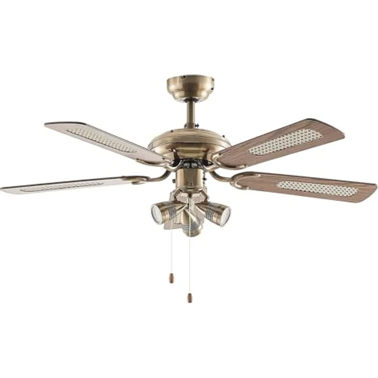 Lucande Deckenventilator mit Lampe 'Anariki' in Gold/Messing aus Metall (3 flammig, GU10) - Ventilator, Wohnzimmerleuchte - Sommer und Winter Schaltung