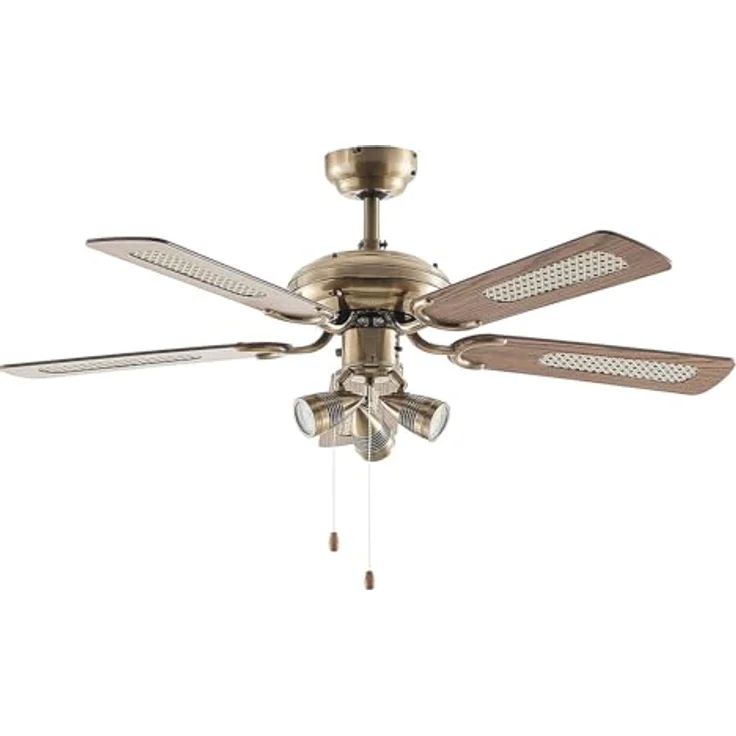 Lucande Deckenventilator mit Lampe 'Anariki' in Gold/Messing aus Metall (3 flammig, GU10) - Ventilator, Wohnzimmerleuchte - Sommer und Winter Schaltung – Bild 1