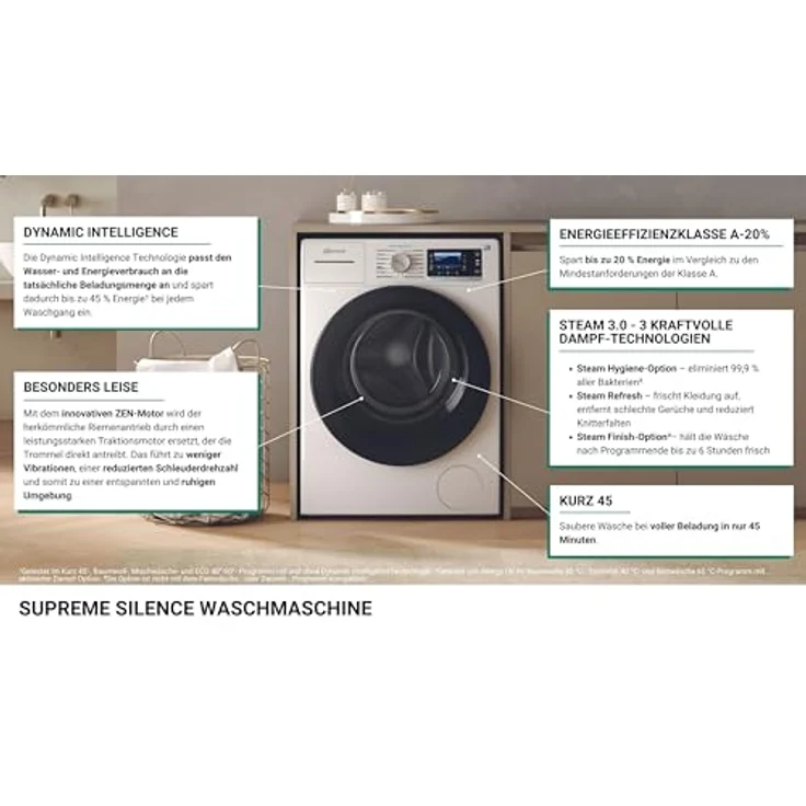 Bauknecht B6R 88 SILENCE DE Waschmaschine 8 kg, extra leise, Steam Hygiene, AutoClean – Bild 6