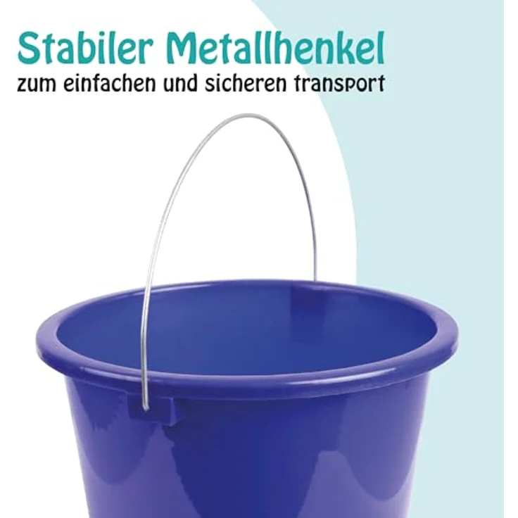 ProHome Putzeimer Kunststoff mit Metallbügel, stapelbar, 5 Liter, BPA-frei, blau, Made in EU – Bild 2