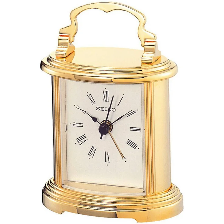 Seiko Tischuhr Quarzuhr, goldfarben mit analoger Anzeige für Wohnzimmer, Esszimmer, Arbeitszimmer und Büro